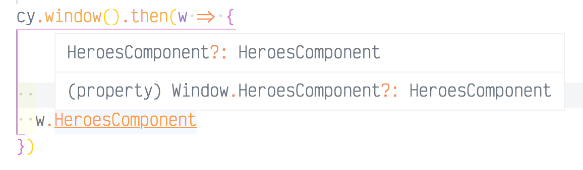 IntelliSense shows the new HeroComponent property exists
