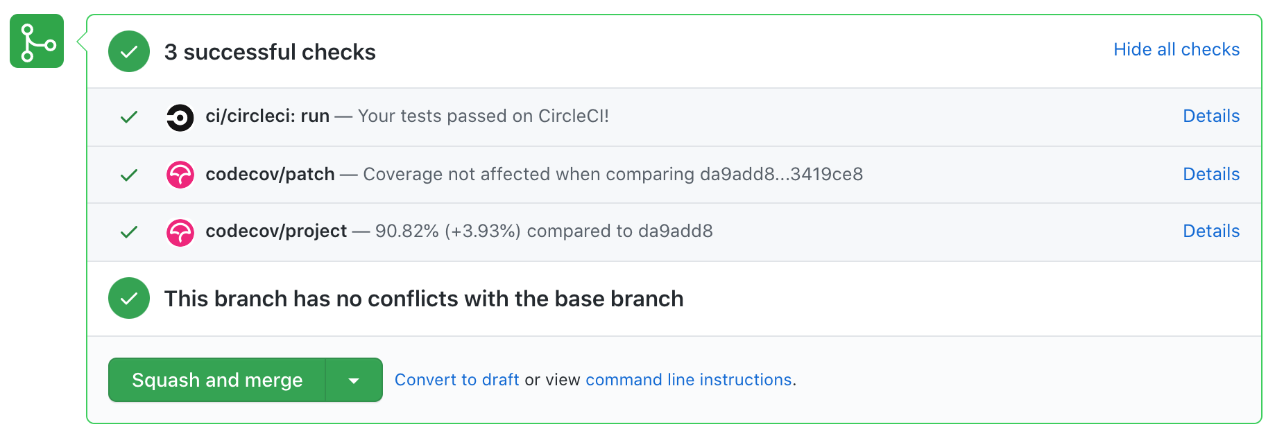 Clear completed todos pull request status checks