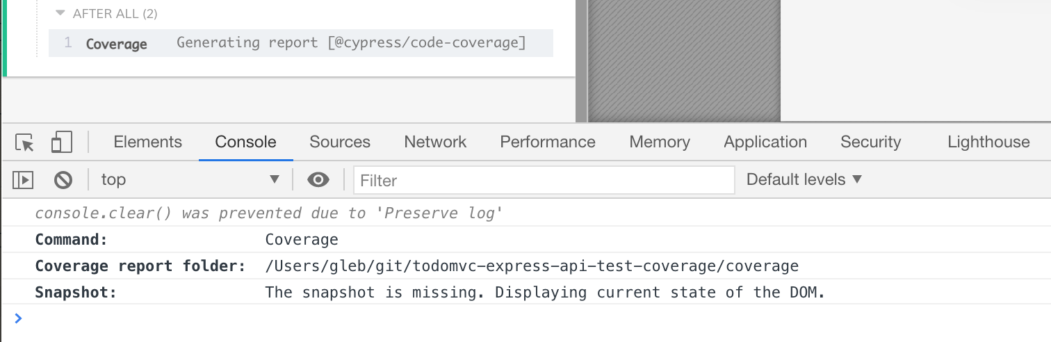 The output code coverage report folder