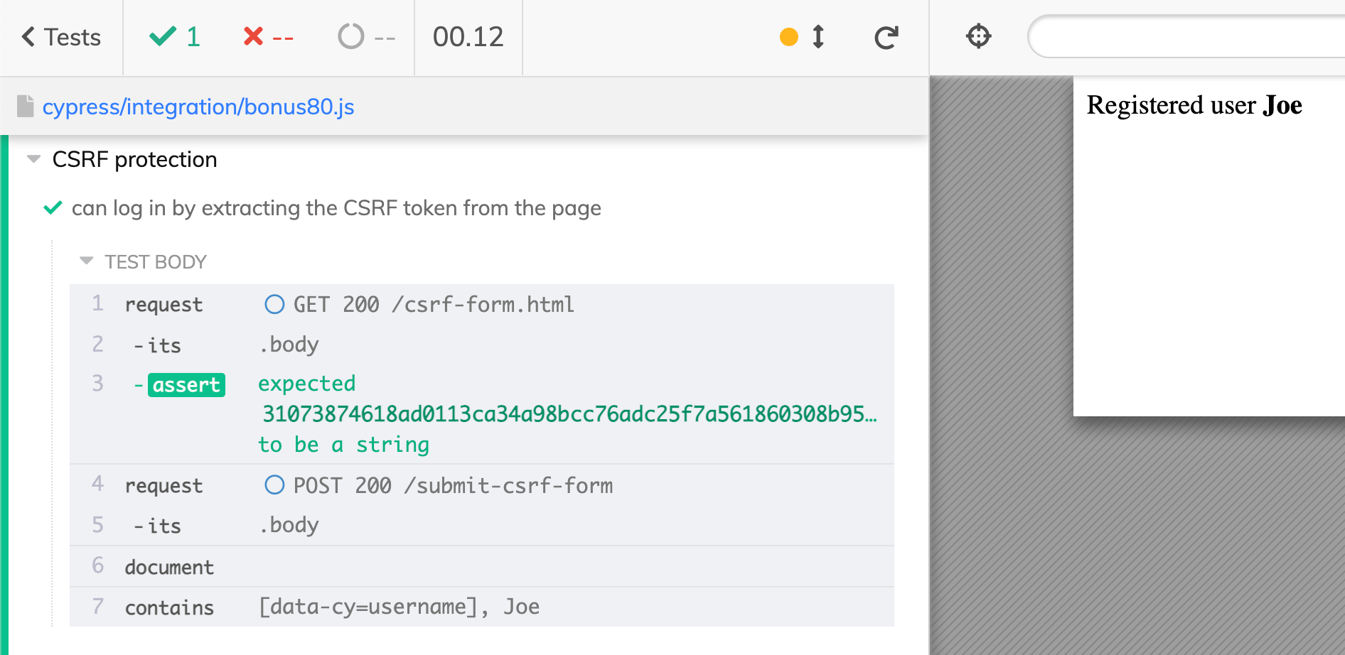Submit the CSRF form using two cy.request commands