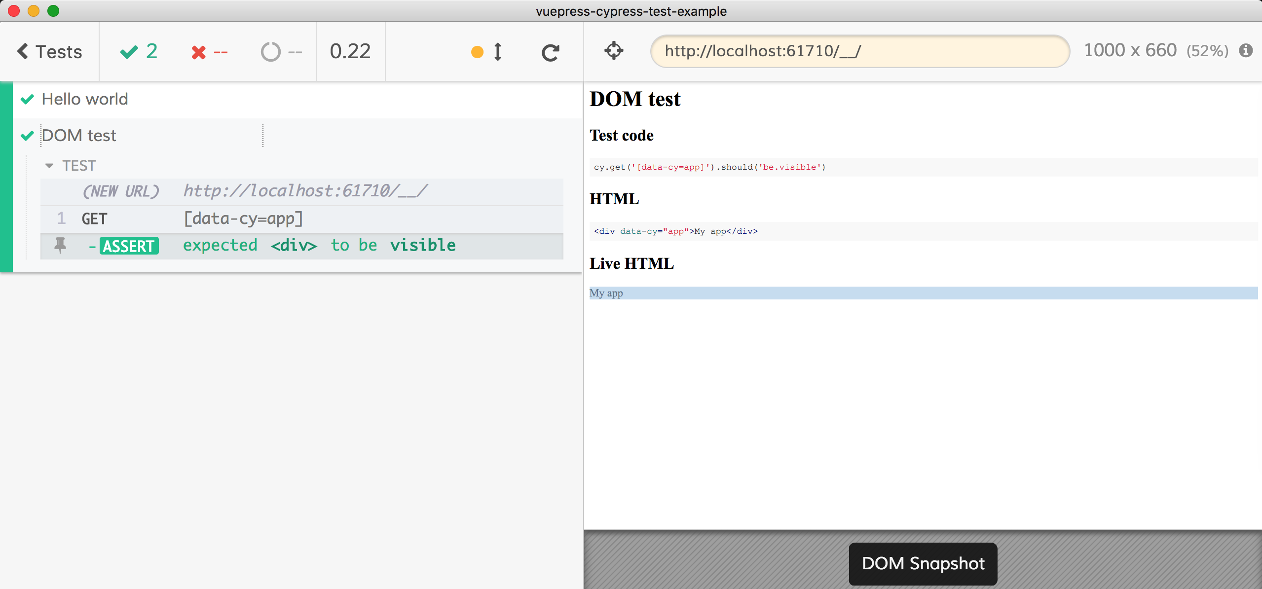 Dom test generated from README.md section