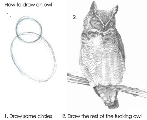 How to draw an owl: simplified version