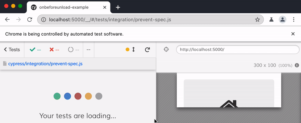 Page reload test in Chrome browser