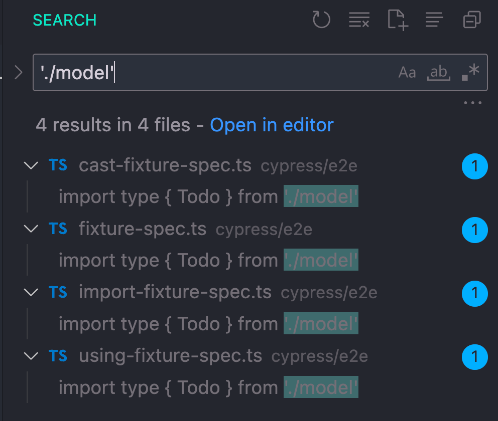 Spec files that import the model.d.ts file