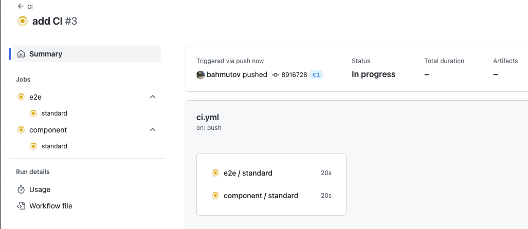 GitHub Actions workflow in progress