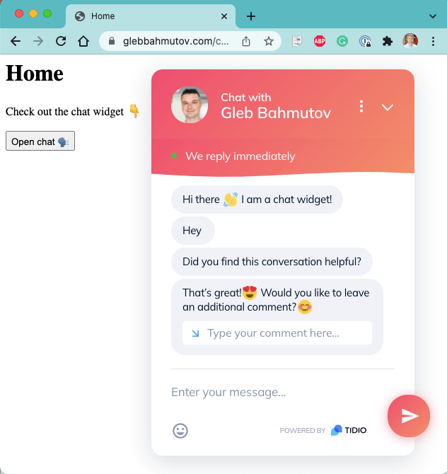 Site with a 3rd party chat widget