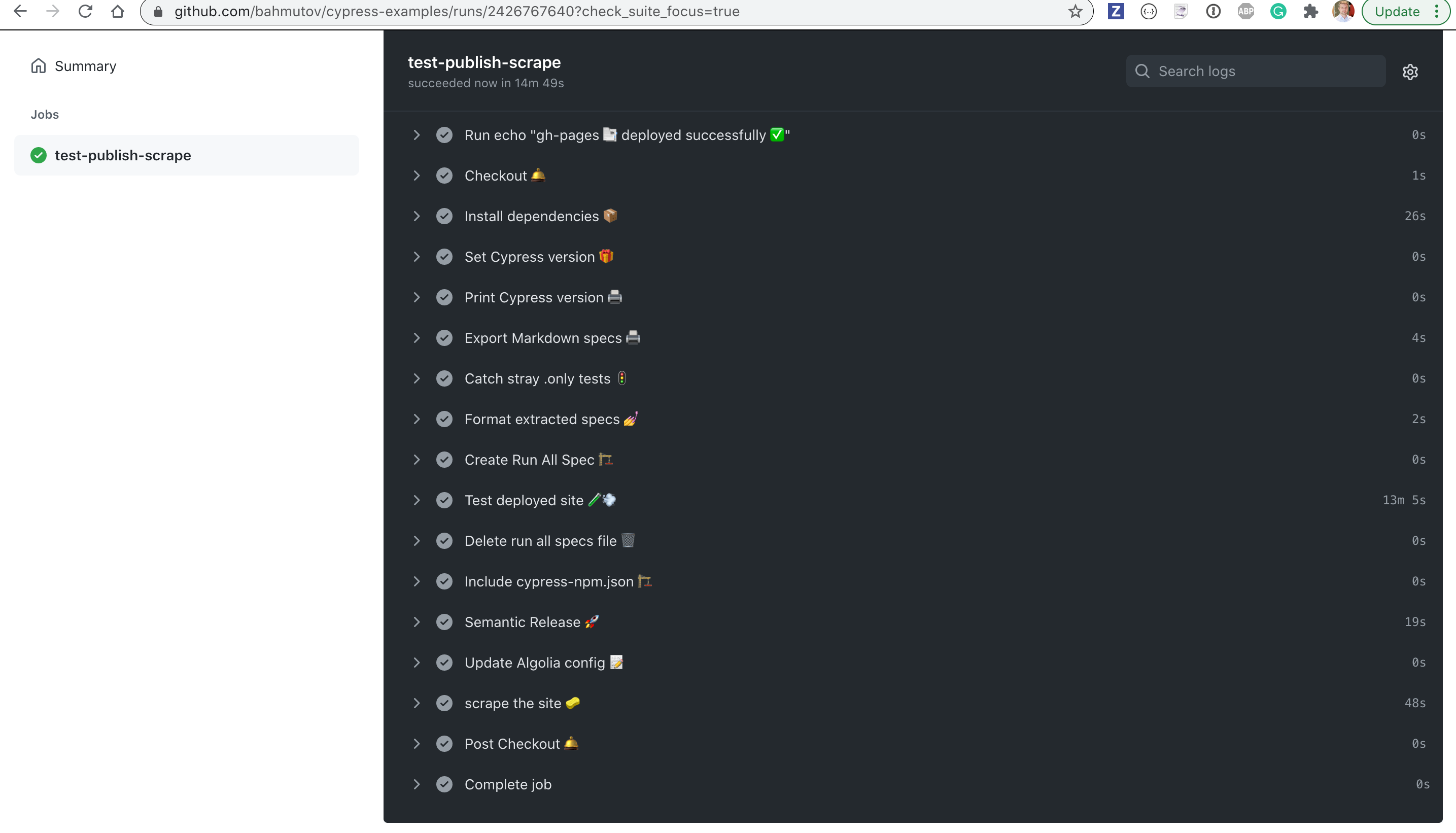 The scrape workflow runs after each successful deployment