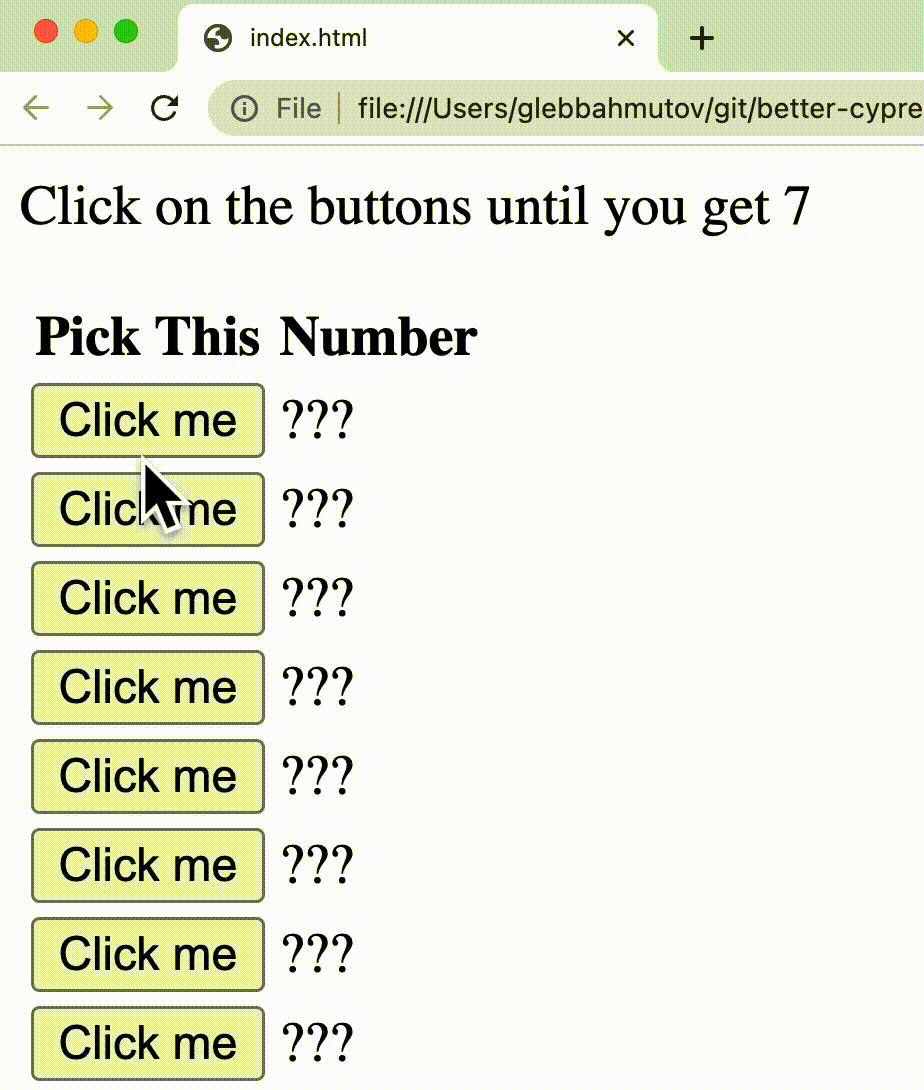 Clicking on the button