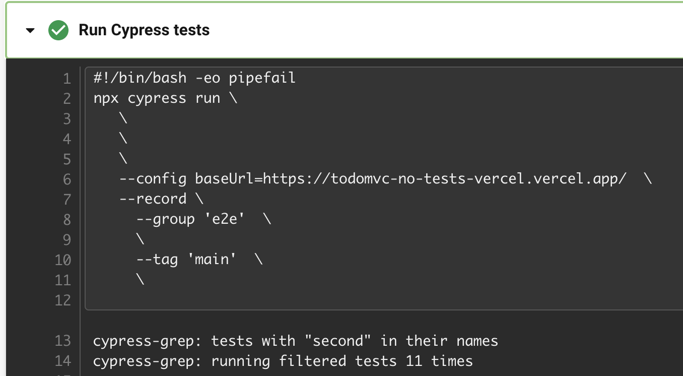Cypress receives the pipeline parameters through the environment variables
