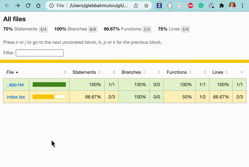 Without the source files, you cannot see the code coverage report per file
