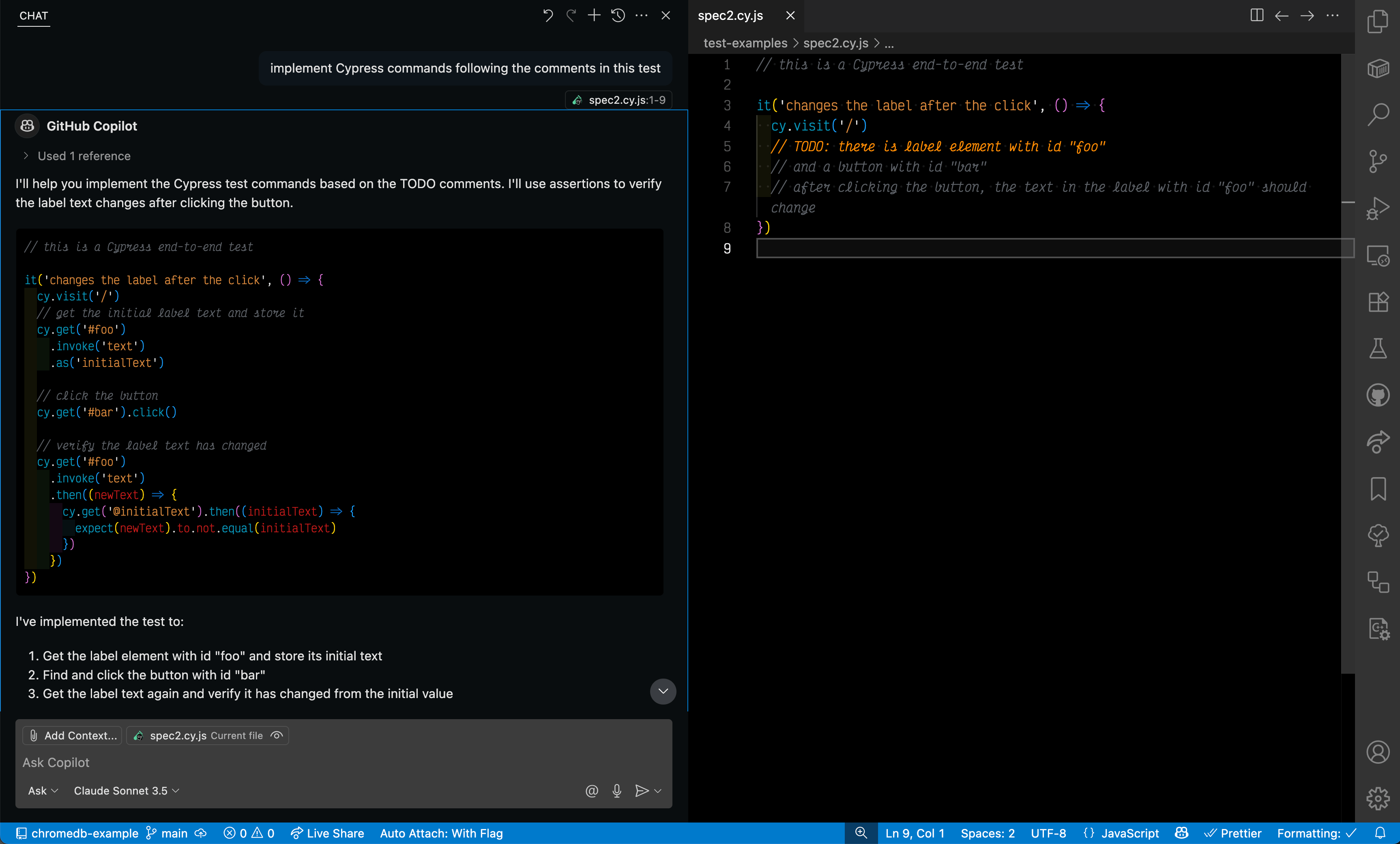 Test implementation suggested by Claude Sonnet 3.5