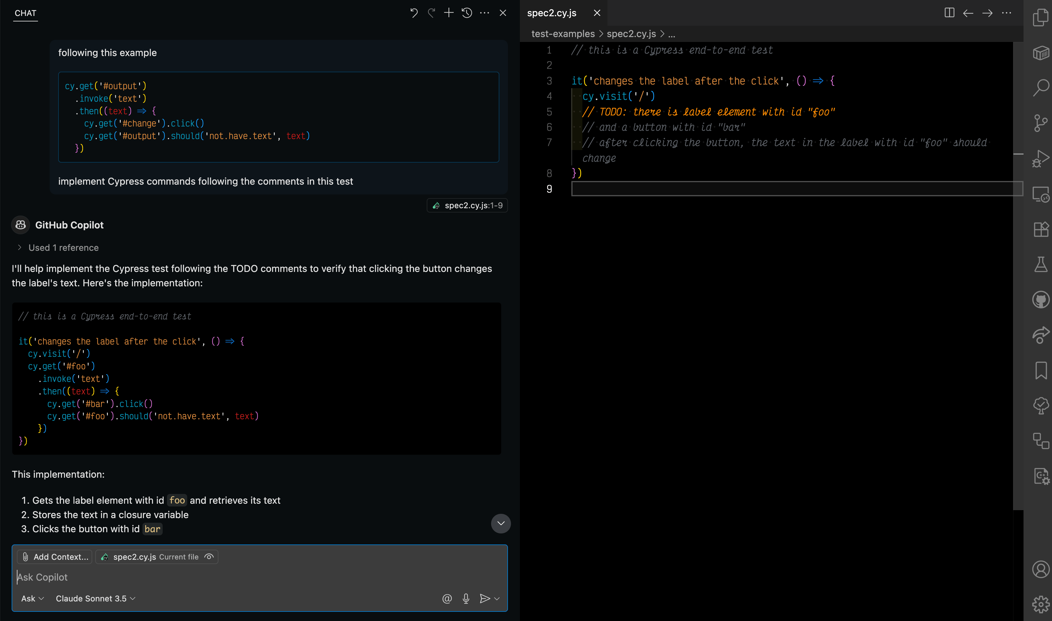 The same question answered when given a relevant example