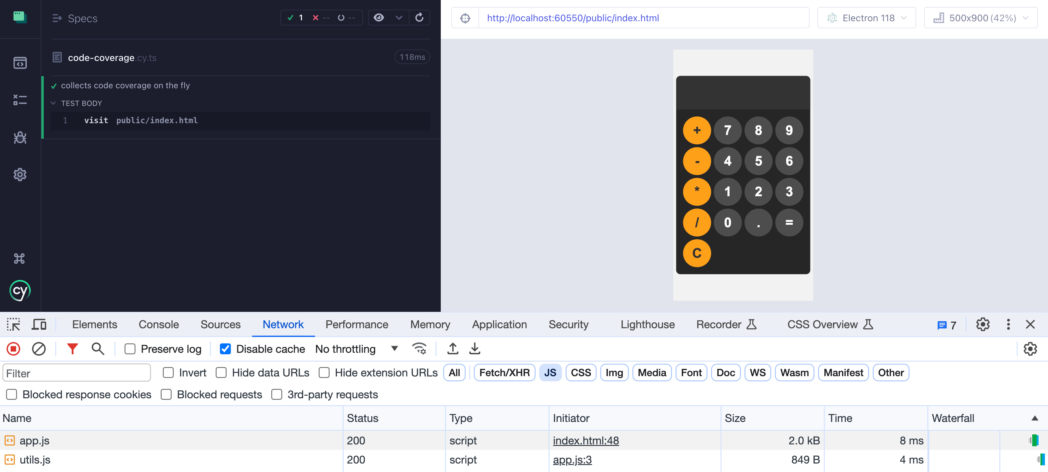 Scripts shown in the Network tab