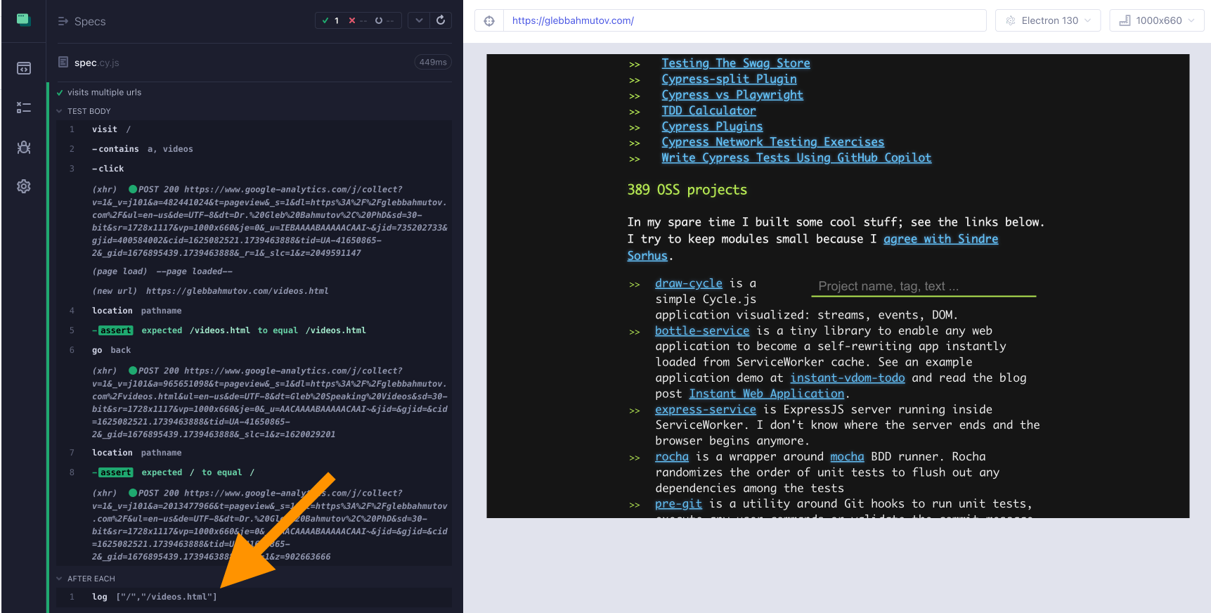 Logging the collected URLs to the Command Log and terminal