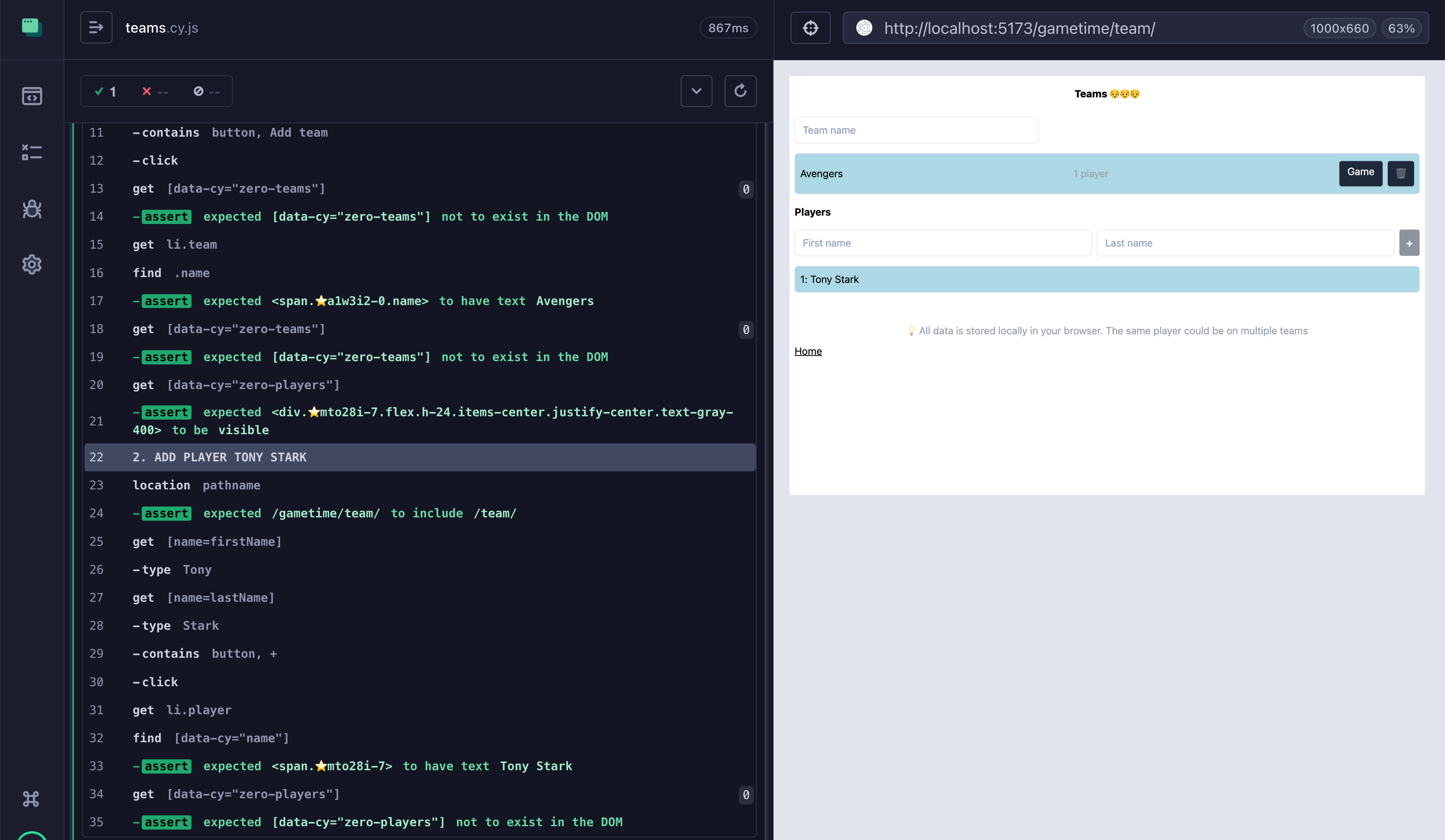 The generated test is working