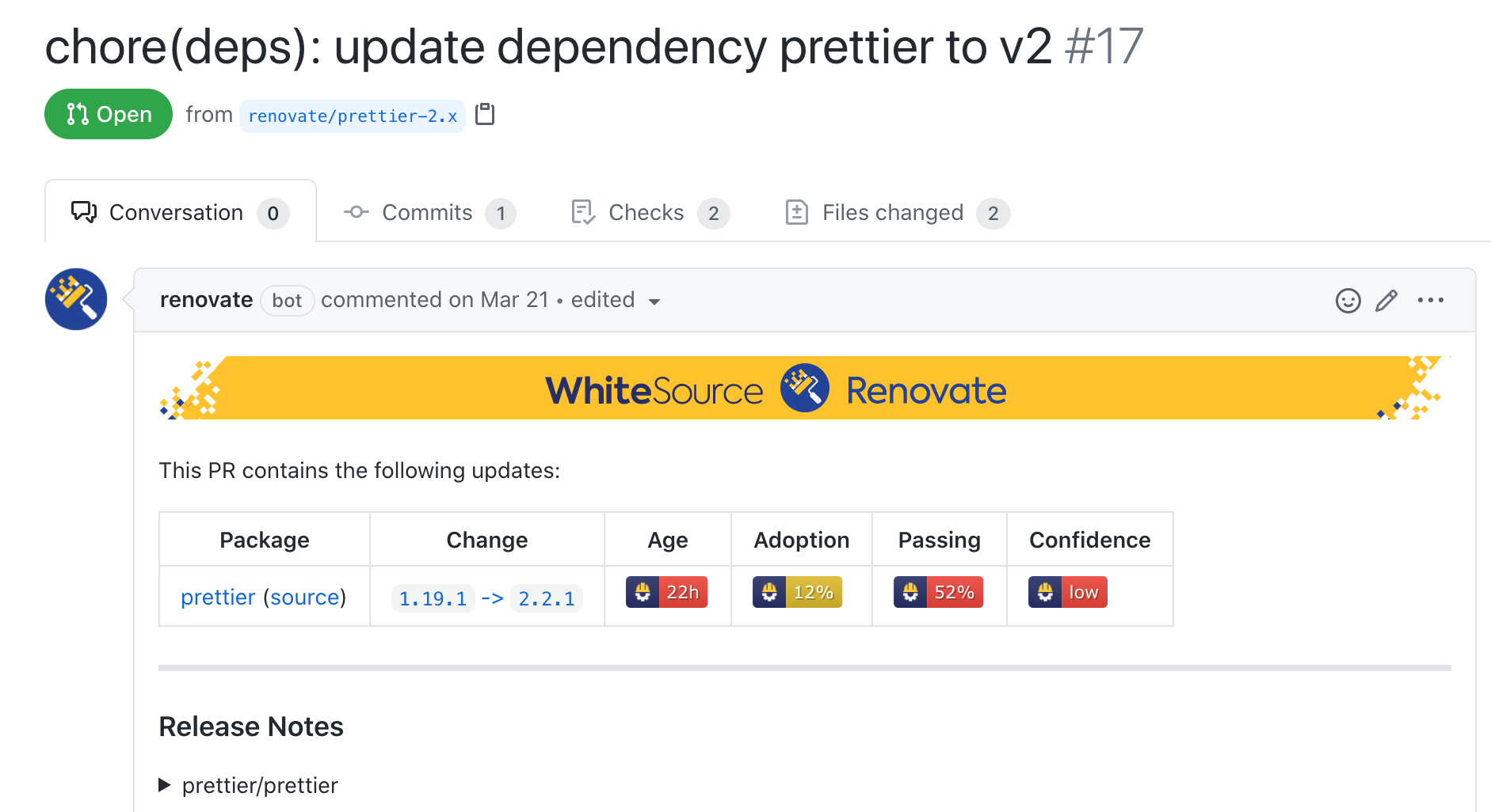 Merge confidence in Prettier v1 to v2 update