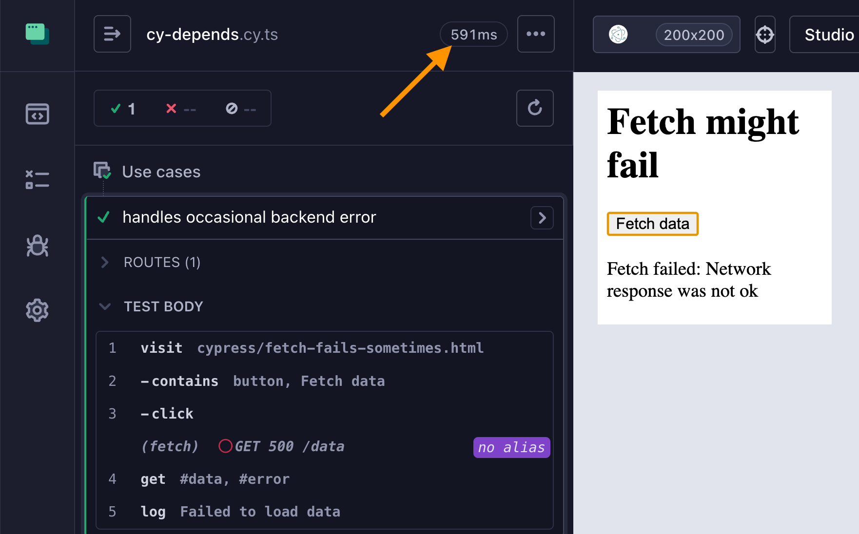 cy.depends for failed data load