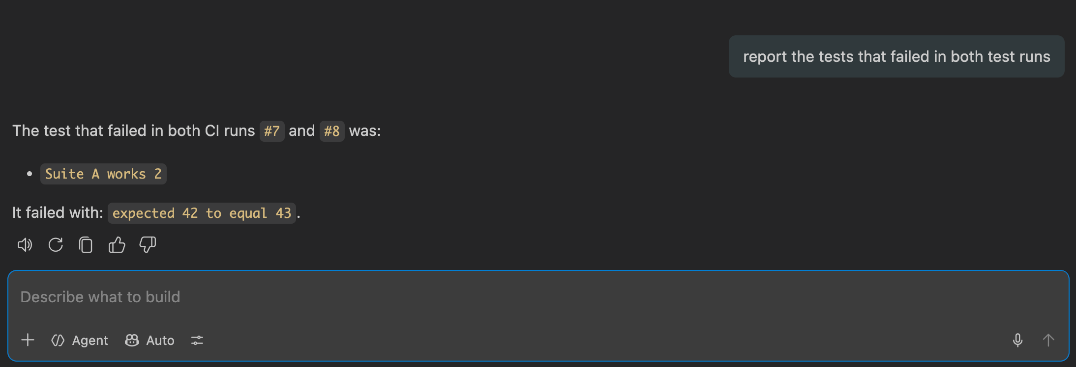 AI match lists the only test that failed in the two runs