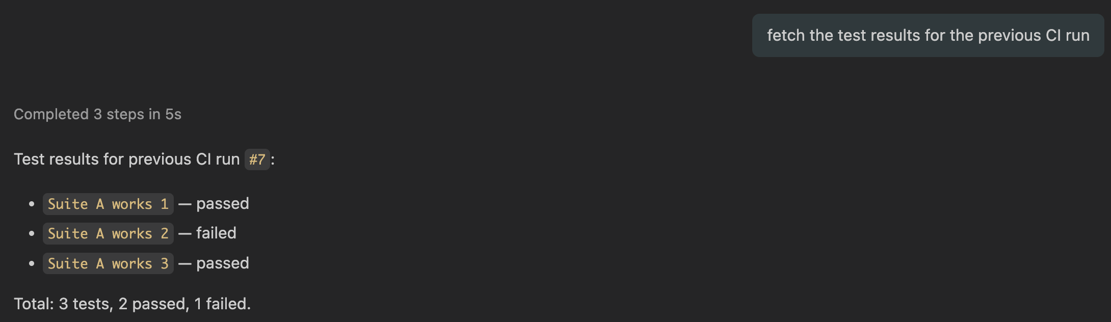 The list of failed test in the previous run 7