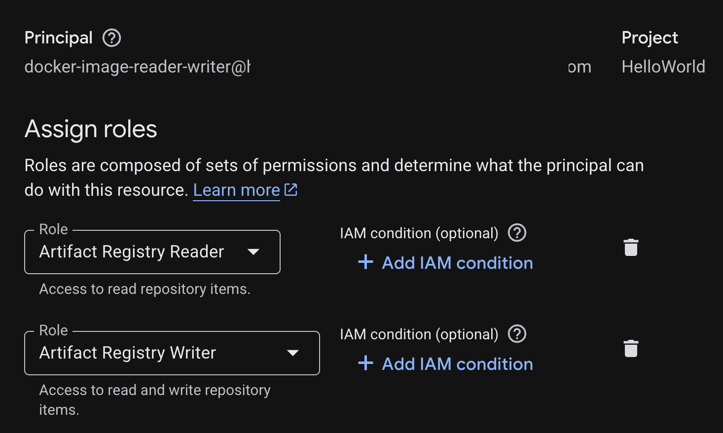 Service account configuration