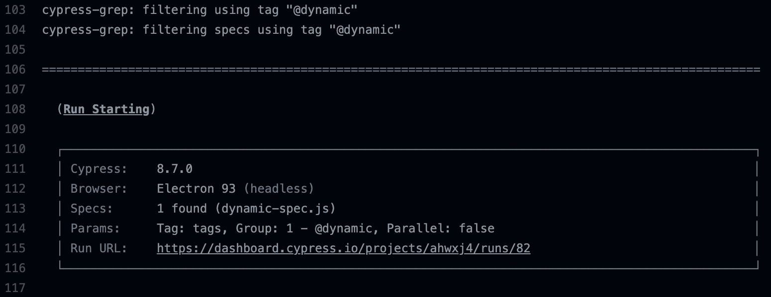 Only a single spec file has the tag "@dynamic"