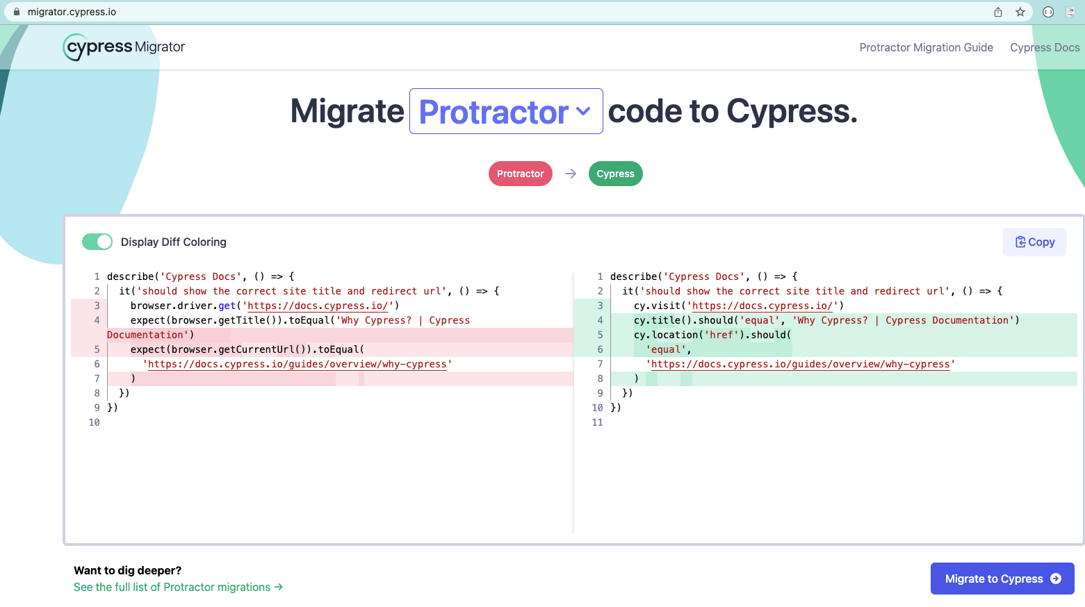 Migrating an example Protractor test to Cypress