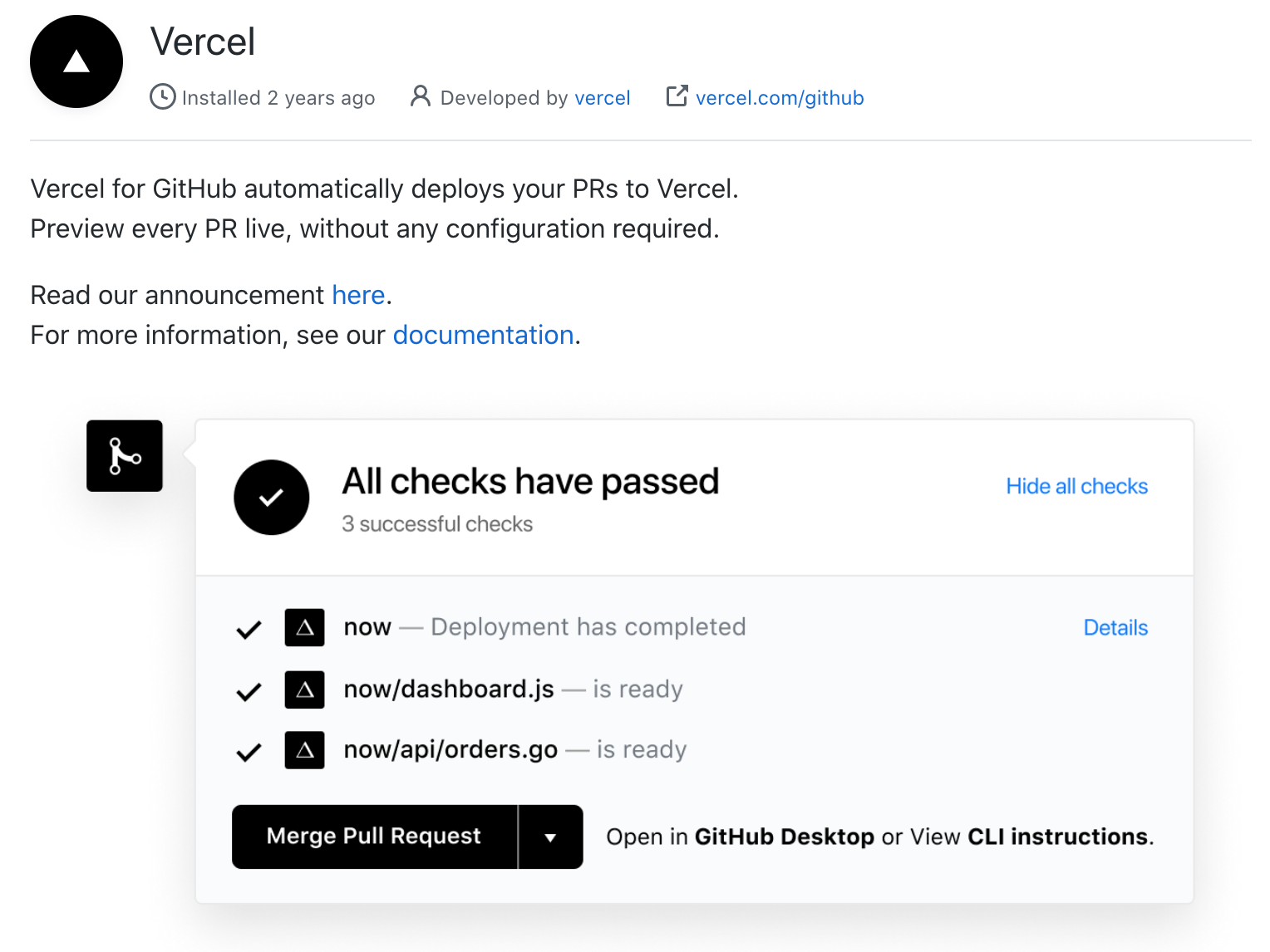 Vercel for GitHub