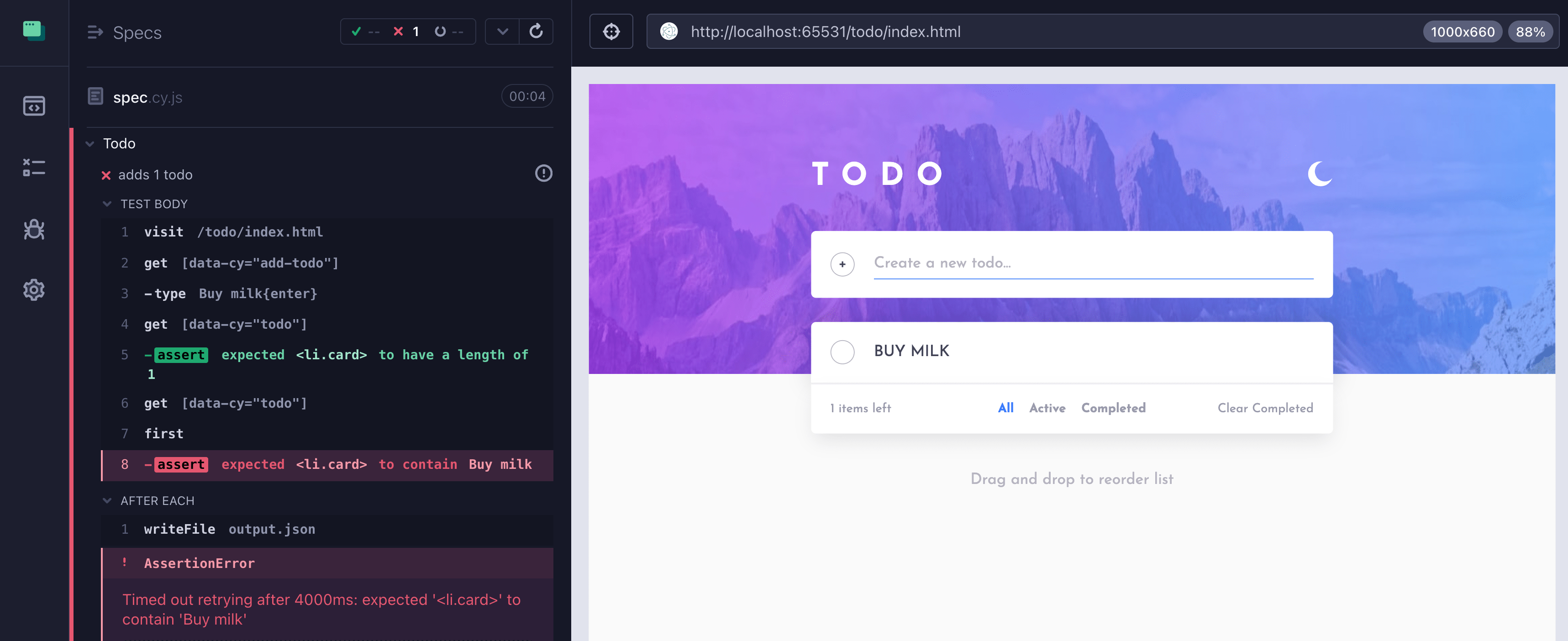 The end-to-end test has not been updated yet to account for uppercase list items