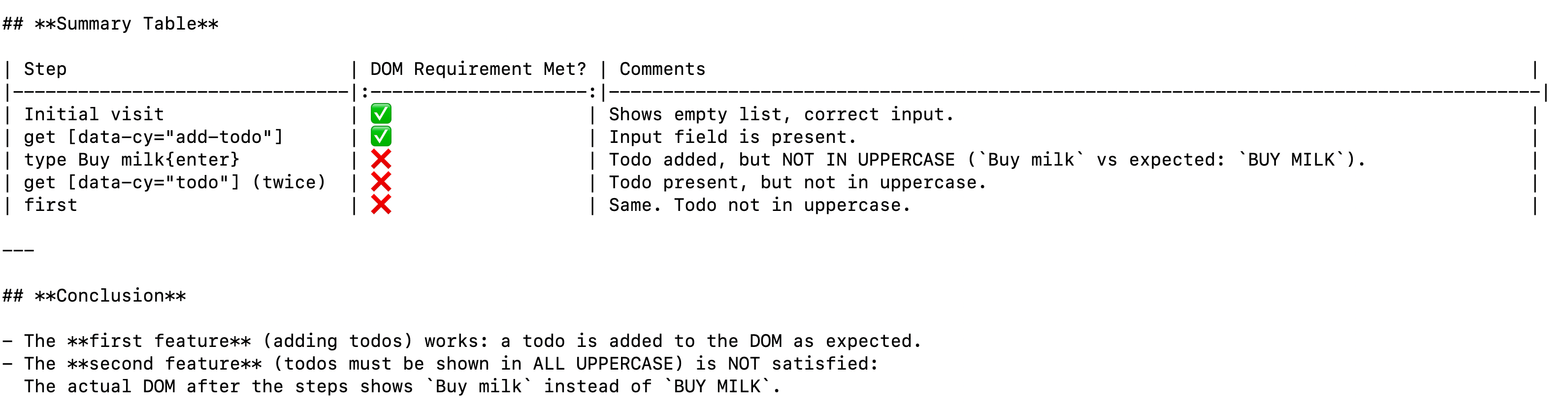 AI detects a problem in our DOM against product description
