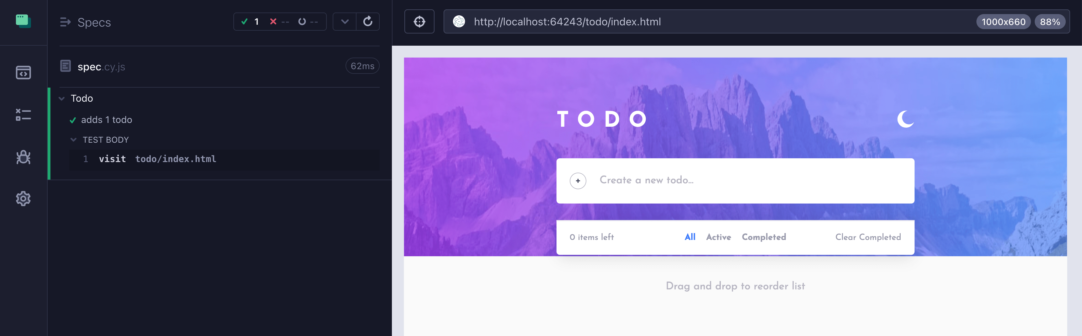 Example TodoMVC app