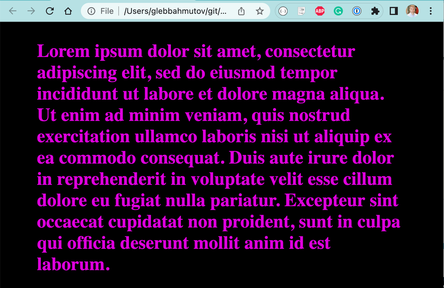 The page shown in the browser that prefers the dark color scheme
