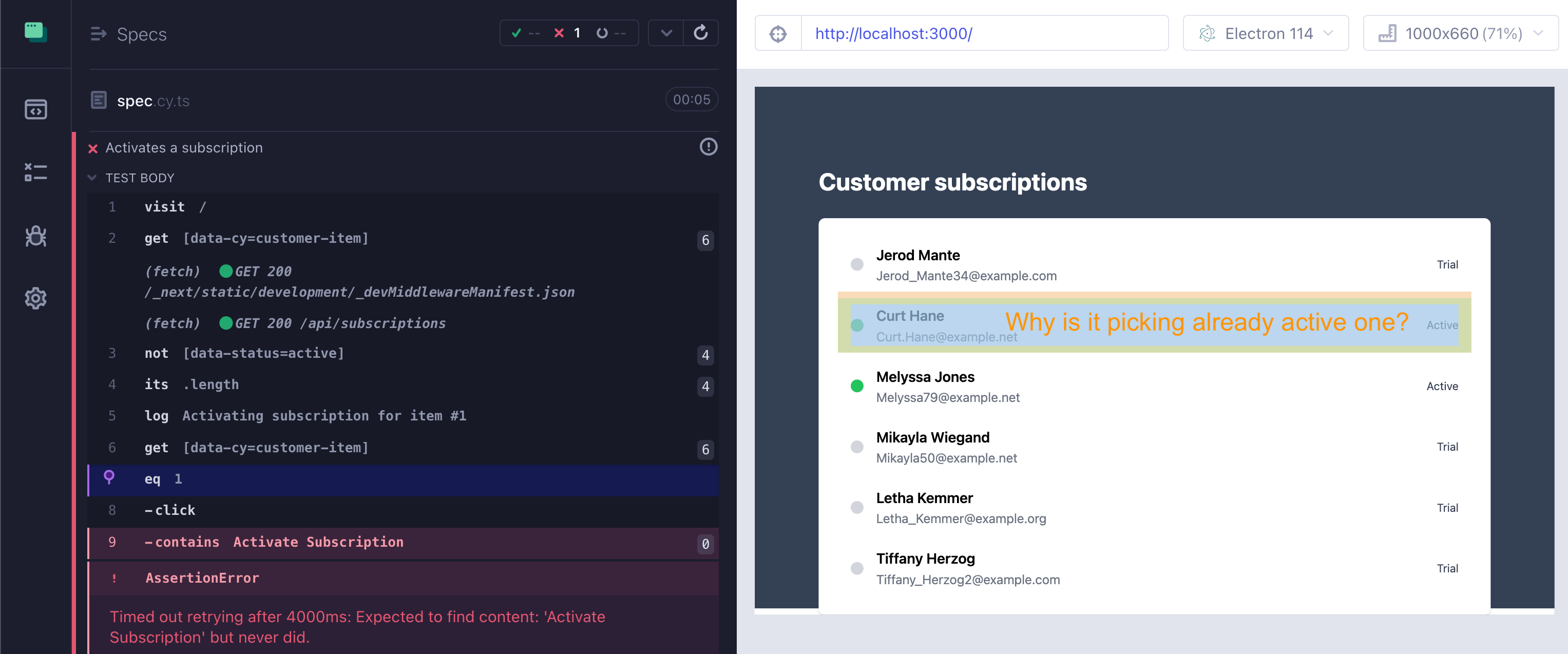 Why is it picking the active subscription to try to activate it?