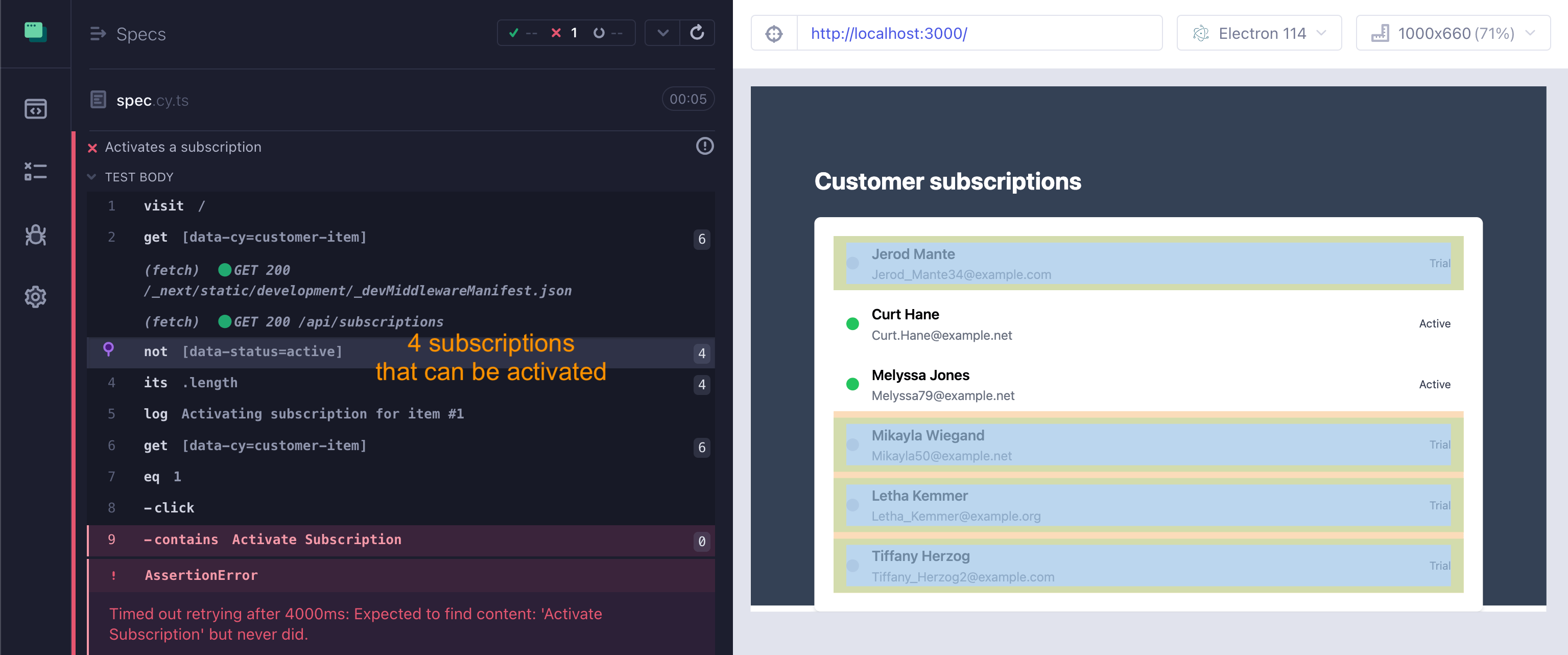 Subscriptions that can be activated