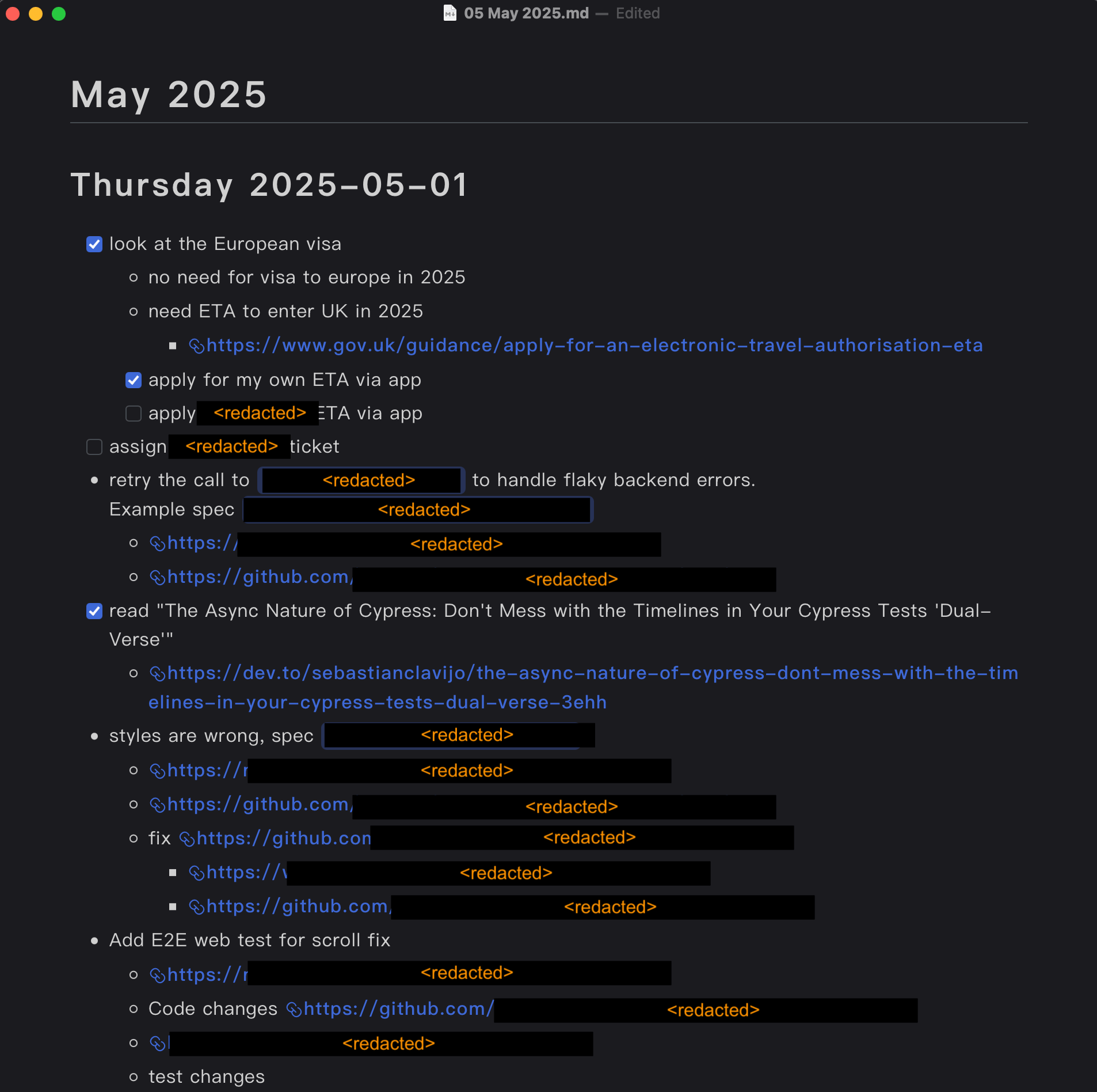 May 2025 personal log