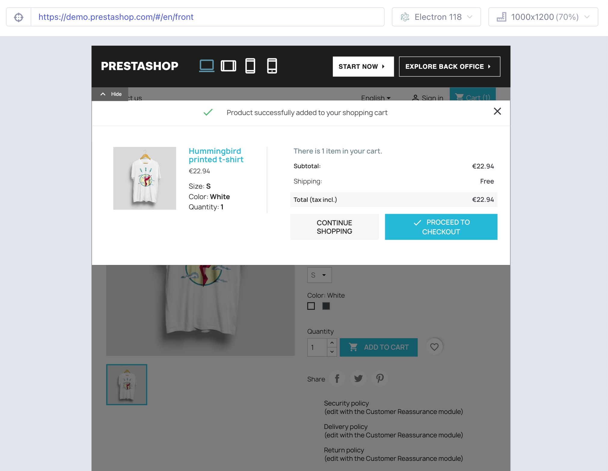 The item was added to cart