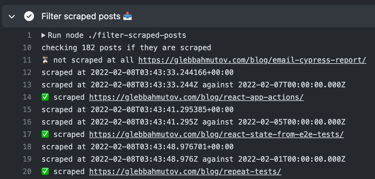 Filtering all URLs by the last scraped vs modified dates