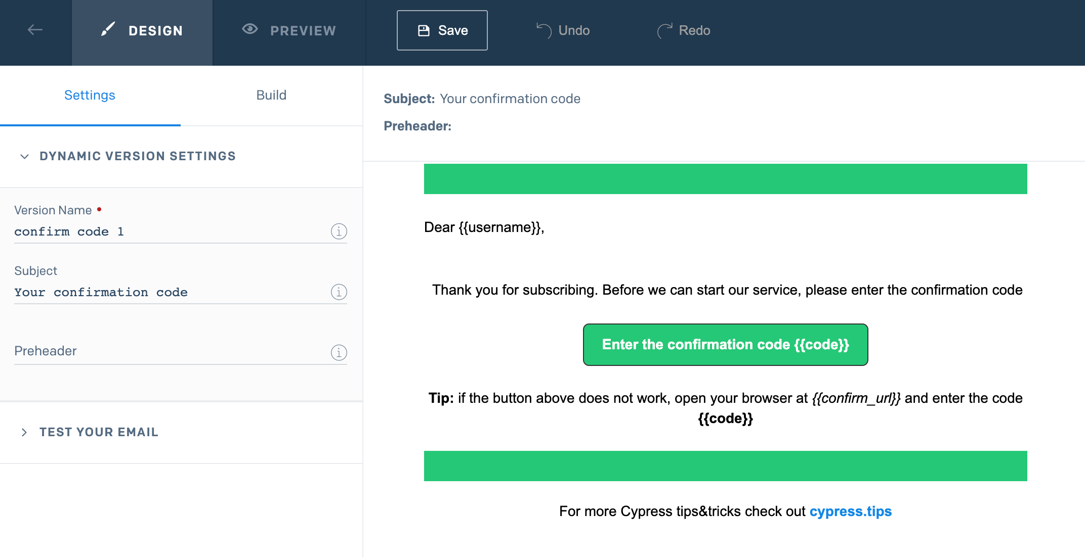 SendGrid email design built from a library of components