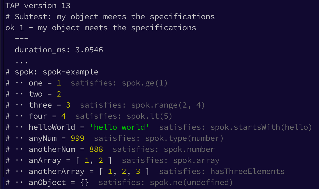 spok assertion library output