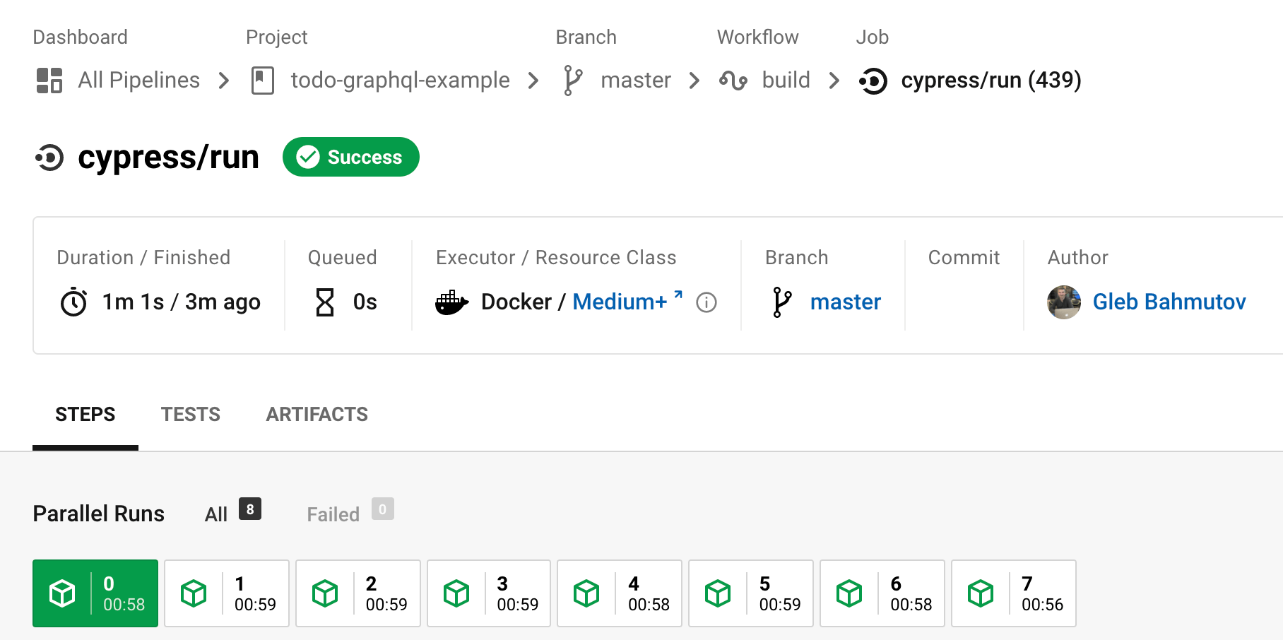 Eight CI machines are running the end-to-end tests