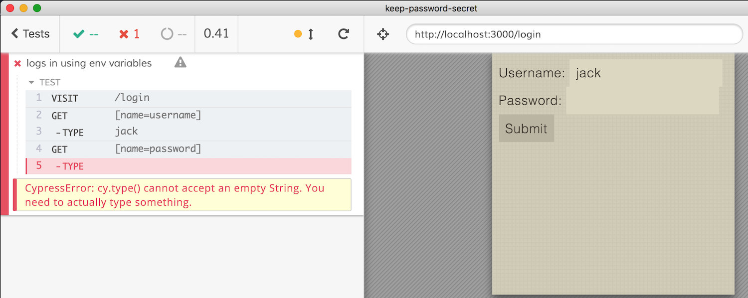 cy.type will not type an empty password string