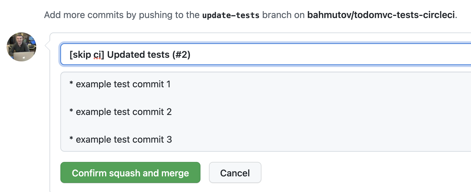 Merging the test pull request first while skipping the CI build