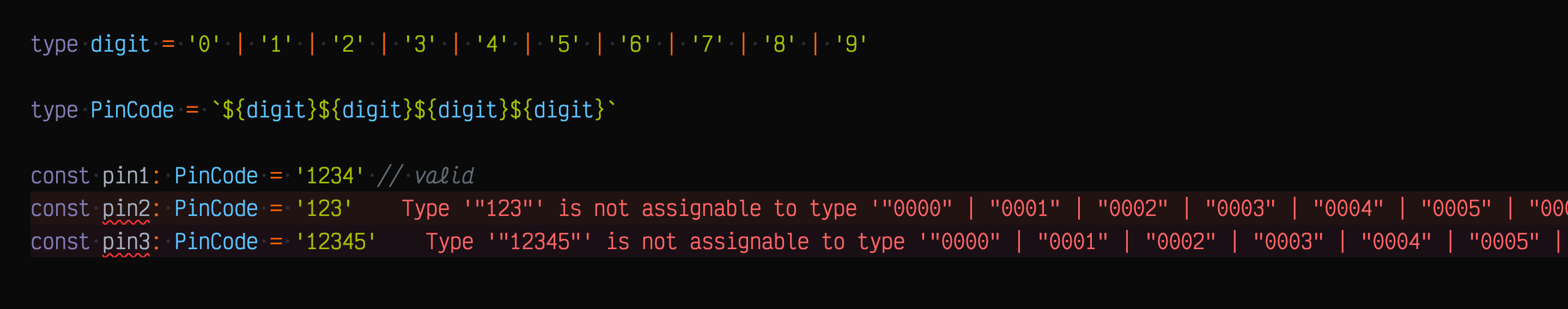 TS errors for invalid pin codes