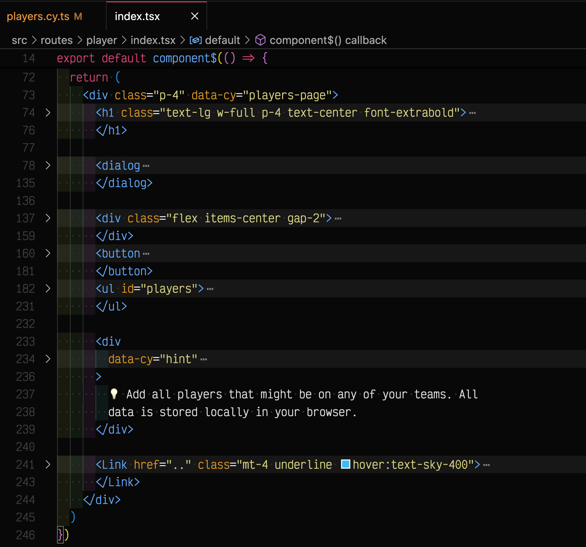 the source page markup