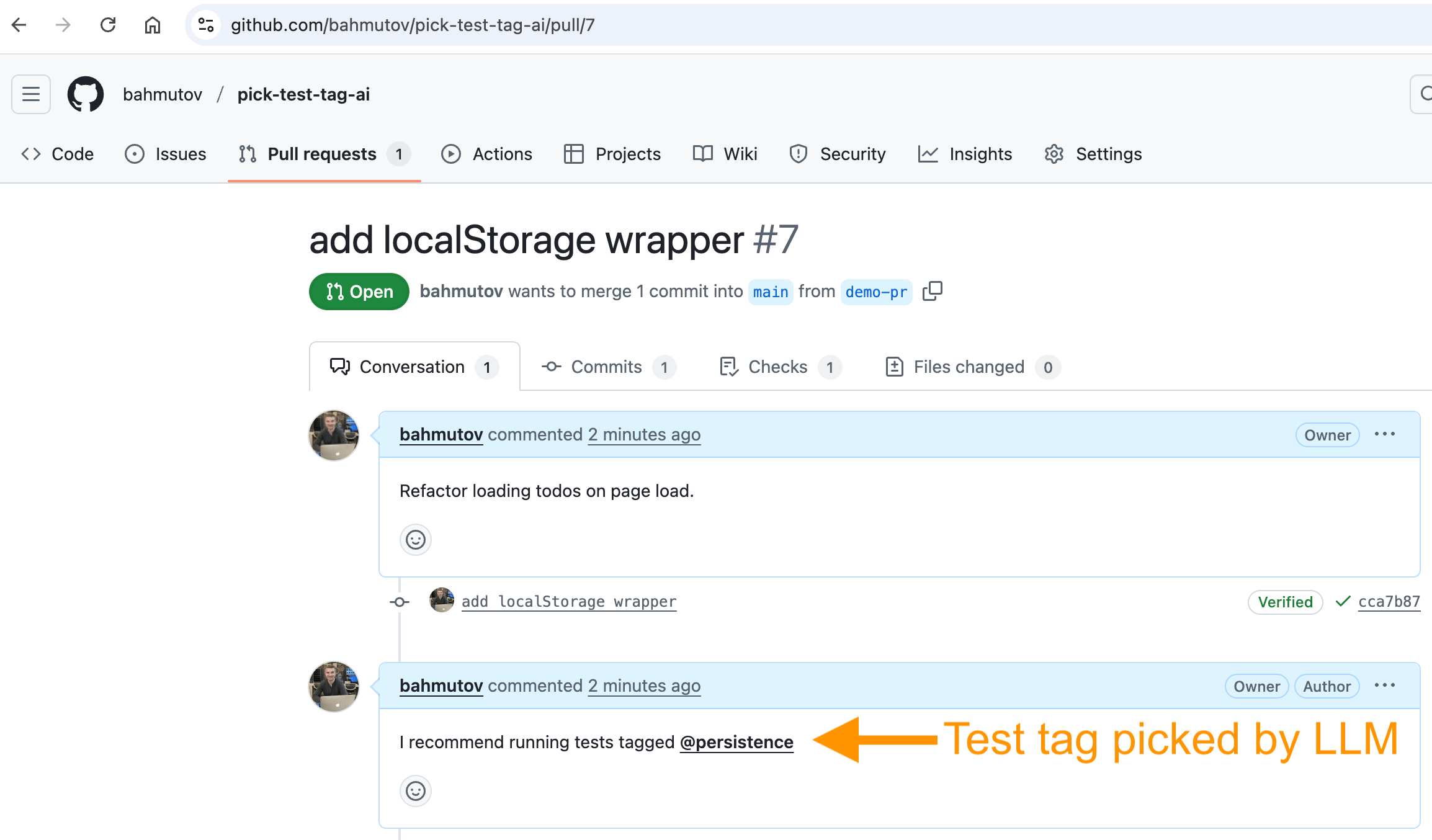 AI suggests running @persistence test tag