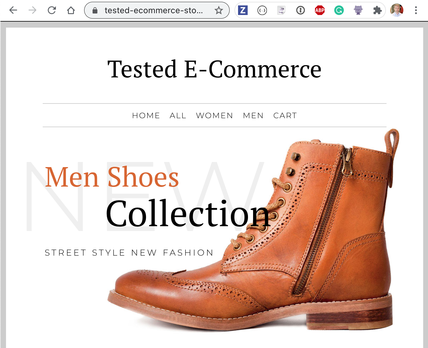 The deployed and tested e-commerce site