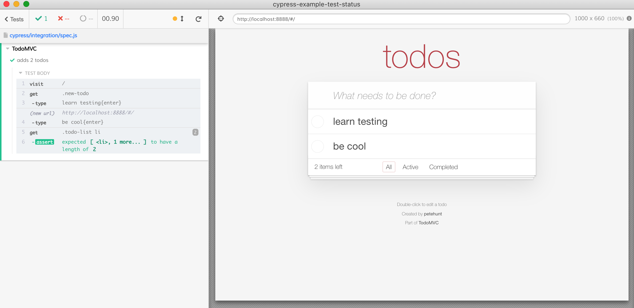 The first test adds new todos