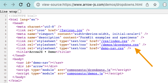 The demo page HTML includes dropdown CSS