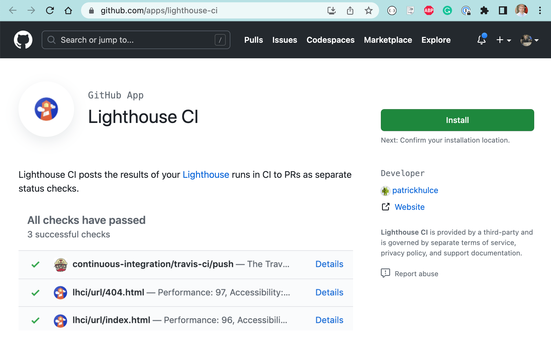 Lighthouse GitHub App