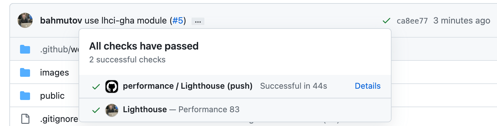 Lighthouse performance using custom status