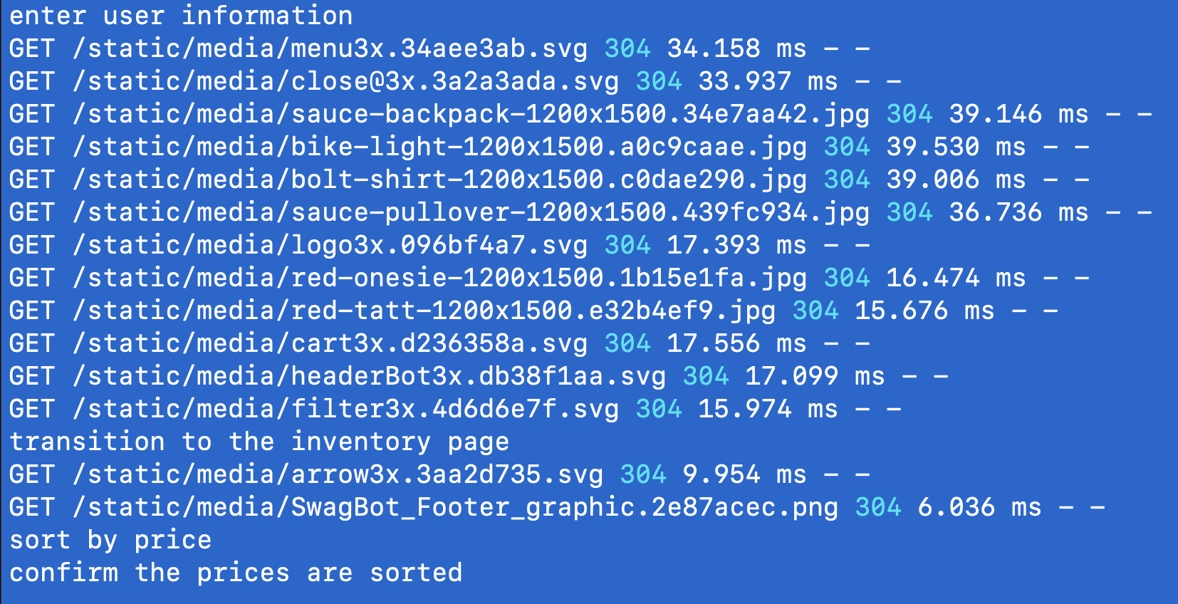 Log the messages to the terminal